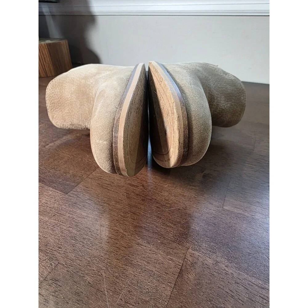 Lucky Brand Vennia Leather Low Ankle Booties Tan 10M Boots